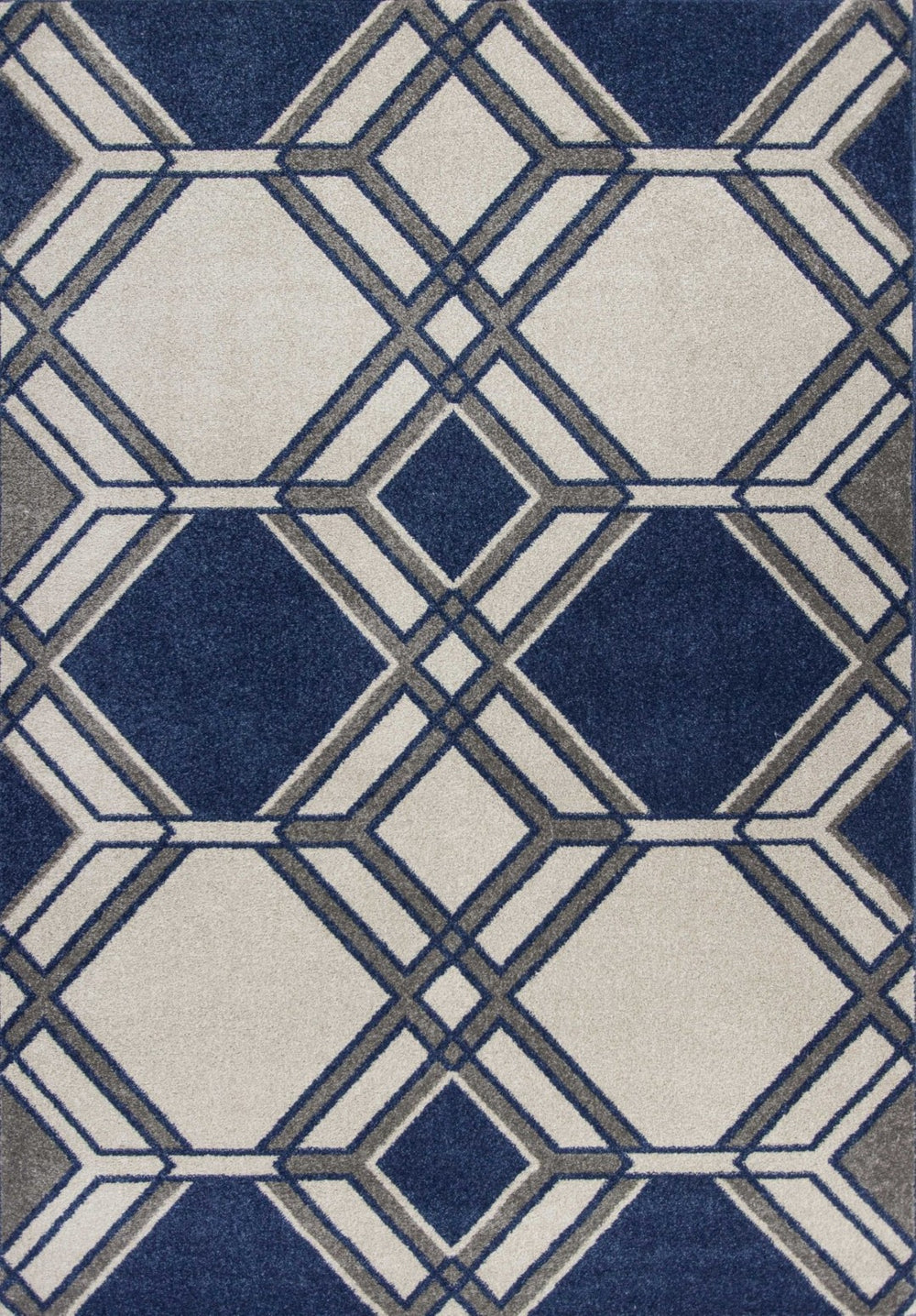 HomeRoots 8' Geometric Area Rug in Blue, Ivory, and Gray - Modern Design for Stylish, Cozy Living Spaces 5' X 8' 354076