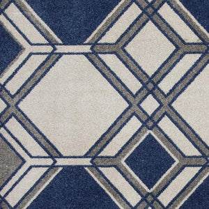 HomeRoots 8' Geometric Area Rug in Blue, Ivory, and Gray - Modern Design for Stylish, Cozy Living Spaces 5' X 8' 354076