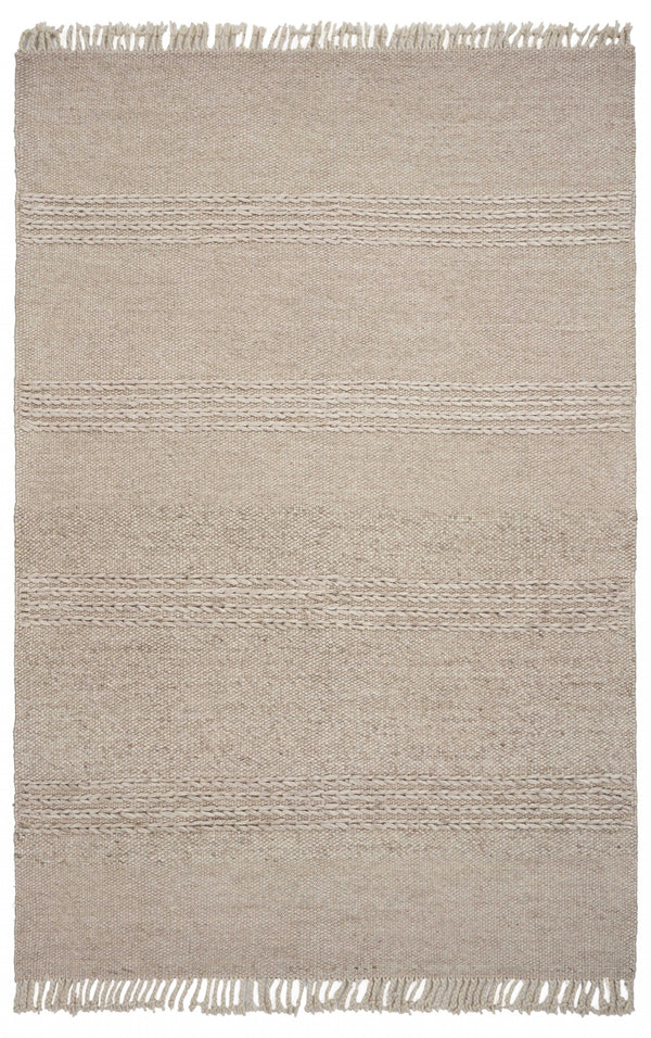 Homeroots 3' X 5' Natural Wool Hand Woven Area Rug  Wool 354077