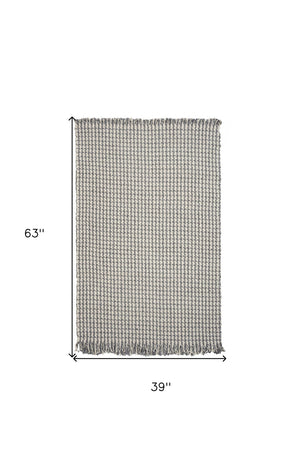 HomeRoots 7' Gray and Ivory Wool Hand Woven Area Rug – Unique Artisan Craftsmanship for Timeless Elegance 3' X 5' 354079