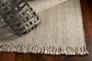 Homeroots 3' X 5' Oatmeal Beige Wool Chevron Hand Woven Area Rug  Wool 354080