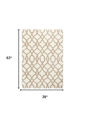 HomeRoots 3' X 5' Modern Microfiber Area Rug - Soft, Durable, and Stylish for Any High-Traffic Space Beige, Ivory 354082