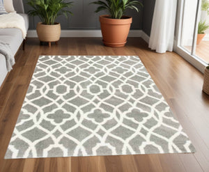Homeroots 3' X 5' Grey Or Ivory Vintage Pattern Area Rug  Microfiber 354083