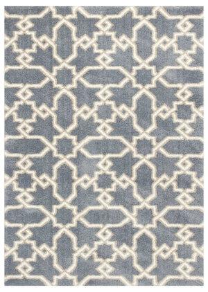 Homeroots 3' X 5' Slate Blue Geometric Machine Woven Microfiber Indoor Area Rug  Microfiber 354084