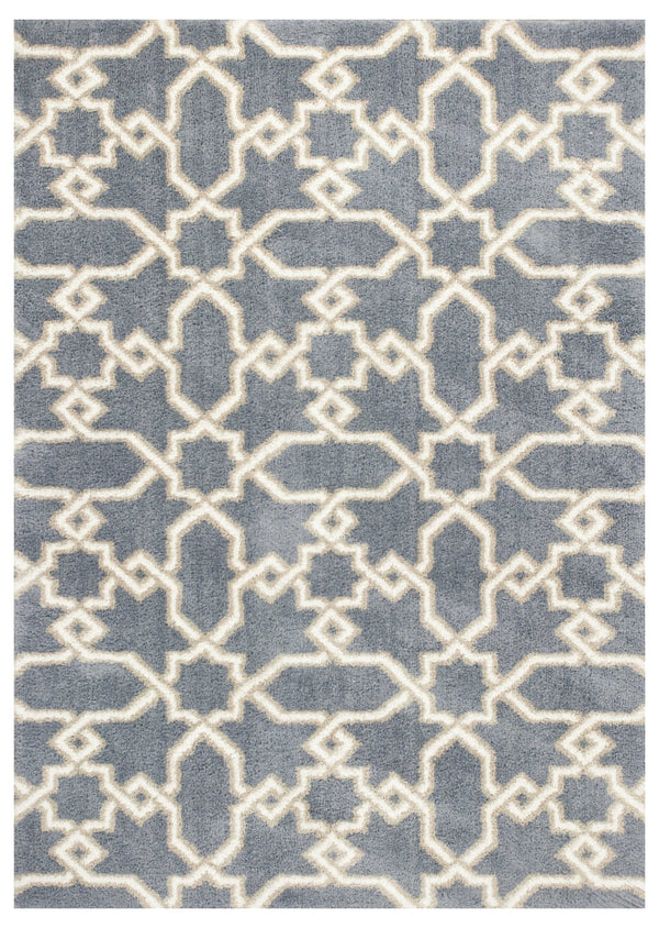 Homeroots 3' X 5' Slate Blue Geometric Machine Woven Microfiber Indoor Area Rug  Microfiber 354084