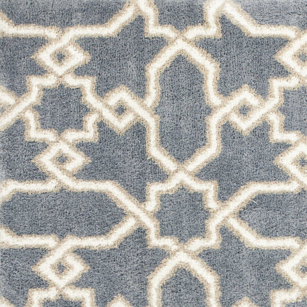 Homeroots 3' X 5' Slate Blue Geometric Machine Woven Microfiber Indoor Area Rug  Microfiber 354084