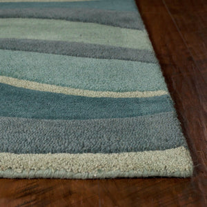 HomeRoots 3'' Hand-Tufted Wool Area Rug in Blue Gray & Ivory - Modern Abstract Design for Any Space 8' Runner 354085