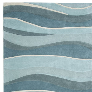 HomeRoots 3'' Hand-Tufted Wool Area Rug in Blue Gray & Ivory - Modern Abstract Design for Any Space 8' Runner 354085