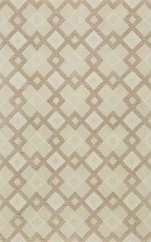 HomeRoots 3'' Ivory and Brown Geometric Wool Area Rug – Handcrafted Plush Comfort for Modern Home Décor 7' Runner 354086