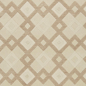 HomeRoots 3'' Ivory and Brown Geometric Wool Area Rug – Handcrafted Plush Comfort for Modern Home Décor 7' Runner 354086