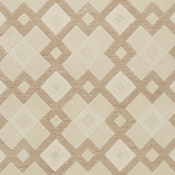 HomeRoots 3'' Ivory and Brown Geometric Wool Area Rug – Handcrafted Plush Comfort for Modern Home Décor 7' Runner 354086