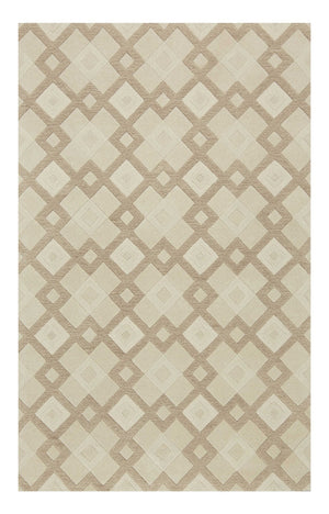 HomeRoots 3'' Ivory and Brown Geometric Wool Area Rug – Handcrafted Plush Comfort for Modern Home Décor 7' Runner 354086