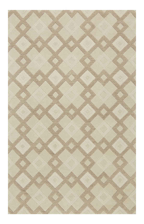 HomeRoots 3'' Ivory and Brown Geometric Wool Area Rug – Handcrafted Plush Comfort for Modern Home Décor 7' Runner 354086