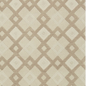 HomeRoots 3'' Ivory and Brown Geometric Wool Area Rug – Handcrafted Plush Comfort for Modern Home Décor 7' Runner 354086