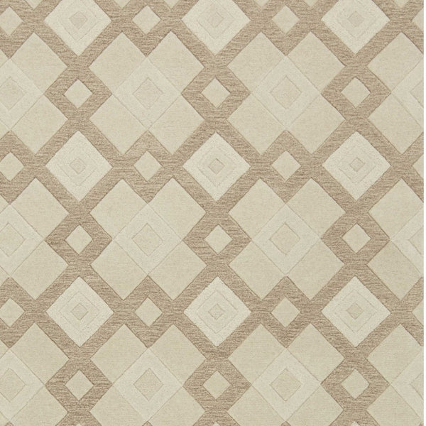 HomeRoots 3'' Ivory and Brown Geometric Wool Area Rug – Handcrafted Plush Comfort for Modern Home Décor 7' Runner 354086