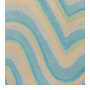 HomeRoots 3' Abstract Hand-Tufted Wool Area Rug in Blue, Beige, and Green - Cozy Modern Decor for Small Spaces 8' Runner 354087