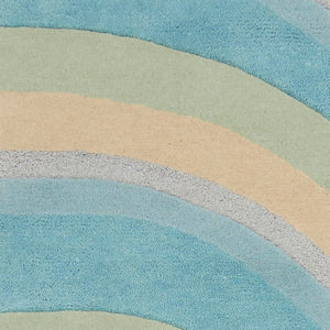HomeRoots 3' Abstract Hand-Tufted Wool Area Rug in Blue, Beige, and Green - Cozy Modern Decor for Small Spaces 8' Runner 354087