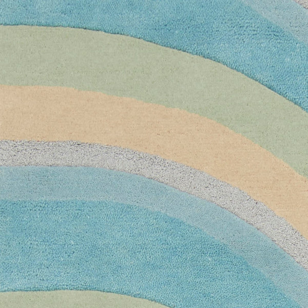 HomeRoots 3' Abstract Hand-Tufted Wool Area Rug in Blue, Beige, and Green - Cozy Modern Decor for Small Spaces 8' Runner 354087