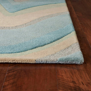HomeRoots 3' Abstract Hand-Tufted Wool Area Rug in Blue, Beige, and Green - Cozy Modern Decor for Small Spaces 8' Runner 354087