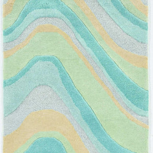 HomeRoots 3' Abstract Hand-Tufted Wool Area Rug in Blue, Beige, and Green - Cozy Modern Decor for Small Spaces 8' Runner 354087