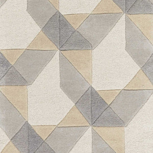 HomeRoots 3'' Ivory Gray and Cream Wool Geometric Area Rug - Soft, Modern Elegance for Any Space 7' Runner 354088