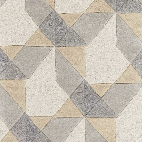 HomeRoots 3'' Ivory Gray and Cream Wool Geometric Area Rug - Soft, Modern Elegance for Any Space 7' Runner 354088