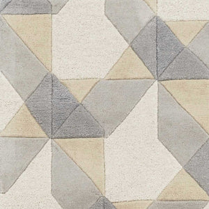 HomeRoots 3'' Ivory Gray and Cream Wool Geometric Area Rug - Soft, Modern Elegance for Any Space 7' Runner 354088