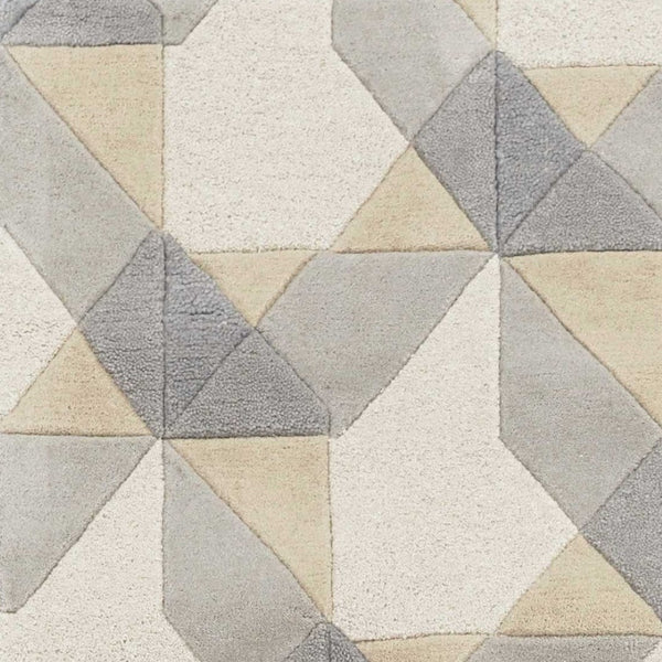 HomeRoots 3'' Ivory Gray and Cream Wool Geometric Area Rug - Soft, Modern Elegance for Any Space 7' Runner 354088