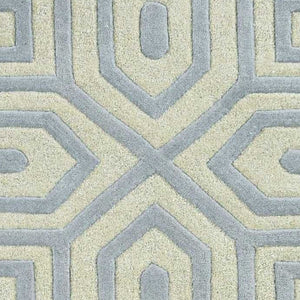 HomeRoots 8' Grey Hand-Tufted Geometric Indoor Runner Rug - Modern Artistry in Multi-Textured Wool for Hallways 8" Runner 354089