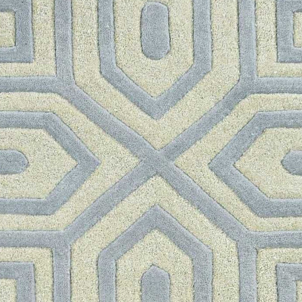 HomeRoots 8' Grey Hand-Tufted Geometric Indoor Runner Rug - Modern Artistry in Multi-Textured Wool for Hallways 8" Runner 354089