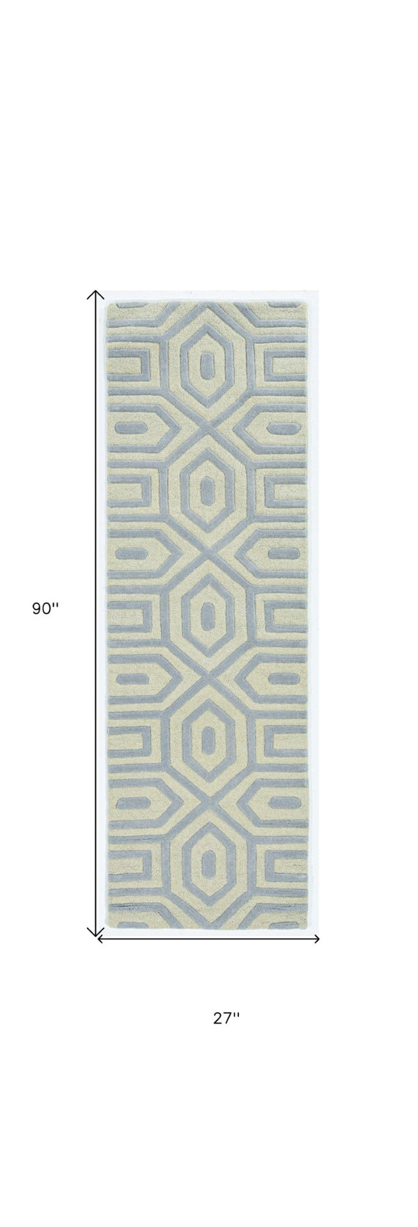 HomeRoots 8' Grey Hand-Tufted Geometric Indoor Runner Rug - Modern Artistry in Multi-Textured Wool for Hallways 8" Runner 354089