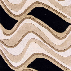 HomeRoots 8' Hand-Tufted Beige and Black Wool Abstract Area Rug - Elevate Your Space with Modern Comfort 7' Runner 354091
