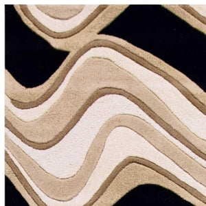 HomeRoots 8' Hand-Tufted Beige and Black Wool Abstract Area Rug - Elevate Your Space with Modern Comfort 7' Runner 354091