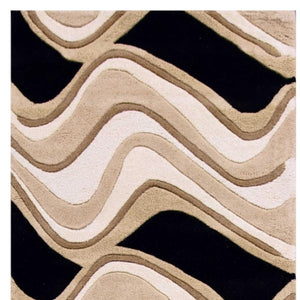 HomeRoots 8' Hand-Tufted Beige and Black Wool Abstract Area Rug - Elevate Your Space with Modern Comfort 7' Runner 354091