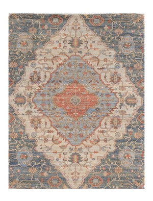 Homeroots 8' X 10' Blue Red Hand Woven Diamond Medallion Indoor Area Rug  Jute 354093