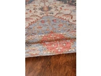 Homeroots 8' X 10' Blue Red Hand Woven Diamond Medallion Indoor Area Rug  Jute 354093