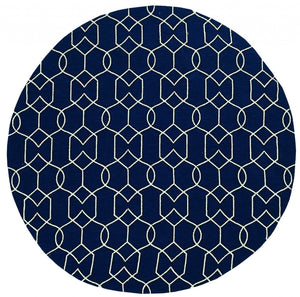 HomeRoots 7' Blue Moroccan Area Rug – Timeless Style for Indoor & Outdoor Spaces, Durable & Easy to Clean 7' Round Round 354095