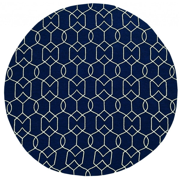 HomeRoots 7' Blue Moroccan Area Rug – Timeless Style for Indoor & Outdoor Spaces, Durable & Easy to Clean 7' Round Round 354095