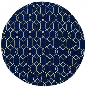 HomeRoots 7' Blue Moroccan Area Rug – Timeless Style for Indoor & Outdoor Spaces, Durable & Easy to Clean 7' Round Round 354095