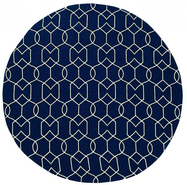 HomeRoots 7' Blue Moroccan Area Rug – Timeless Style for Indoor & Outdoor Spaces, Durable & Easy to Clean 7' Round Round 354095