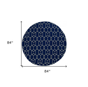 HomeRoots 7' Blue Moroccan Area Rug – Timeless Style for Indoor & Outdoor Spaces, Durable & Easy to Clean 7' Round Round 354095