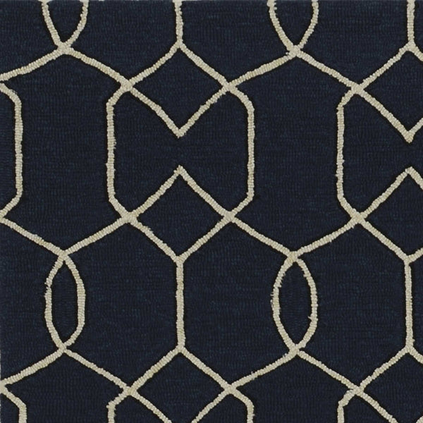 Homeroots 7' X 7' Navy Blue Hand Hooked Area Rug  Polypropylene 354096