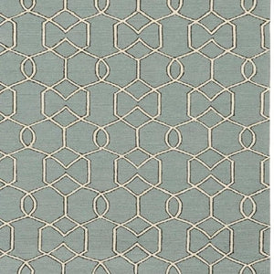HomeRoots 5' Contemporary Green and Ivory Geometric Hand-Hooked Area Rug for Modern Living Spaces 7' X 7' 354098