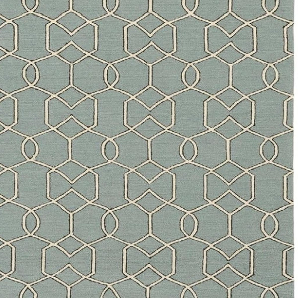 HomeRoots 5' Contemporary Green and Ivory Geometric Hand-Hooked Area Rug for Modern Living Spaces 7' X 7' 354098
