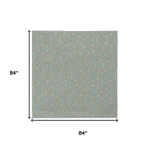 HomeRoots 5' Contemporary Green and Ivory Geometric Hand-Hooked Area Rug for Modern Living Spaces 7' X 7' 354098