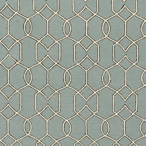 HomeRoots 5' Contemporary Green and Ivory Geometric Hand-Hooked Area Rug for Modern Living Spaces 7' X 7' 354098