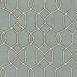 HomeRoots 5' Contemporary Green and Ivory Geometric Hand-Hooked Area Rug for Modern Living Spaces 7' X 7' 354098