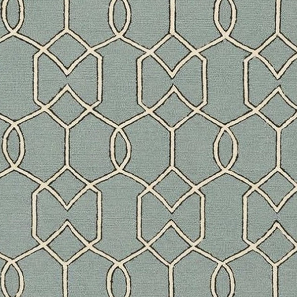 HomeRoots 5' Contemporary Green and Ivory Geometric Hand-Hooked Area Rug for Modern Living Spaces 7' X 7' 354098