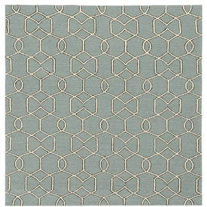 HomeRoots 5' Contemporary Green and Ivory Geometric Hand-Hooked Area Rug for Modern Living Spaces 7' X 7' 354098