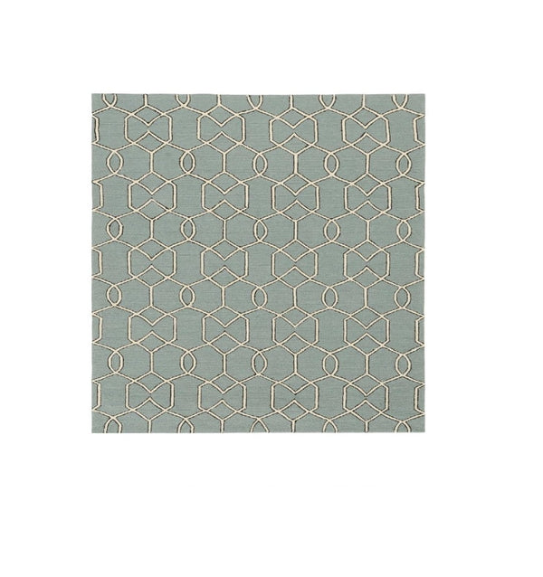 HomeRoots 5' Contemporary Green and Ivory Geometric Hand-Hooked Area Rug for Modern Living Spaces 7' X 7' 354098